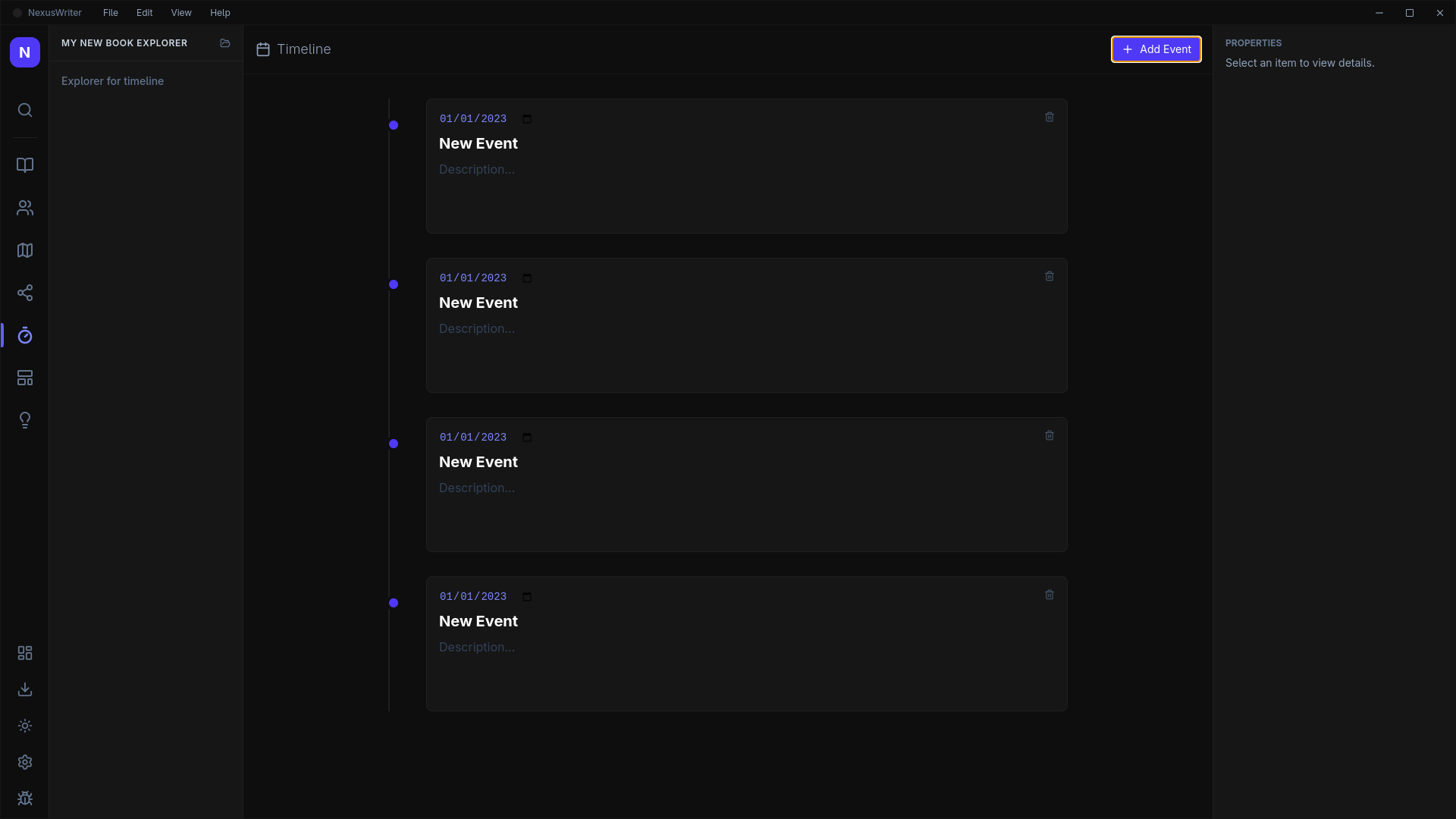 Timeline with event chronology